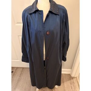 Vtg 80s Vision Iridescent Navy Trench Coat Duster Avant Garde Fashion As Is